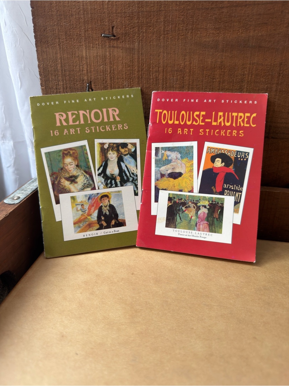 Vintage 1999 Dover Fine Art Sticker mini books: Renoir, Toulouse-Lautrec